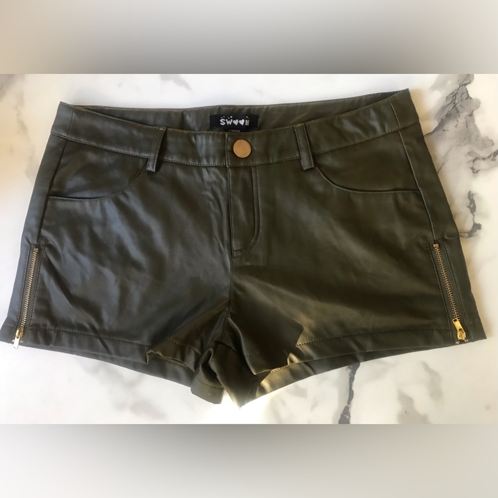 Forever 21, sexy, olive faux shorts  with side zippers.